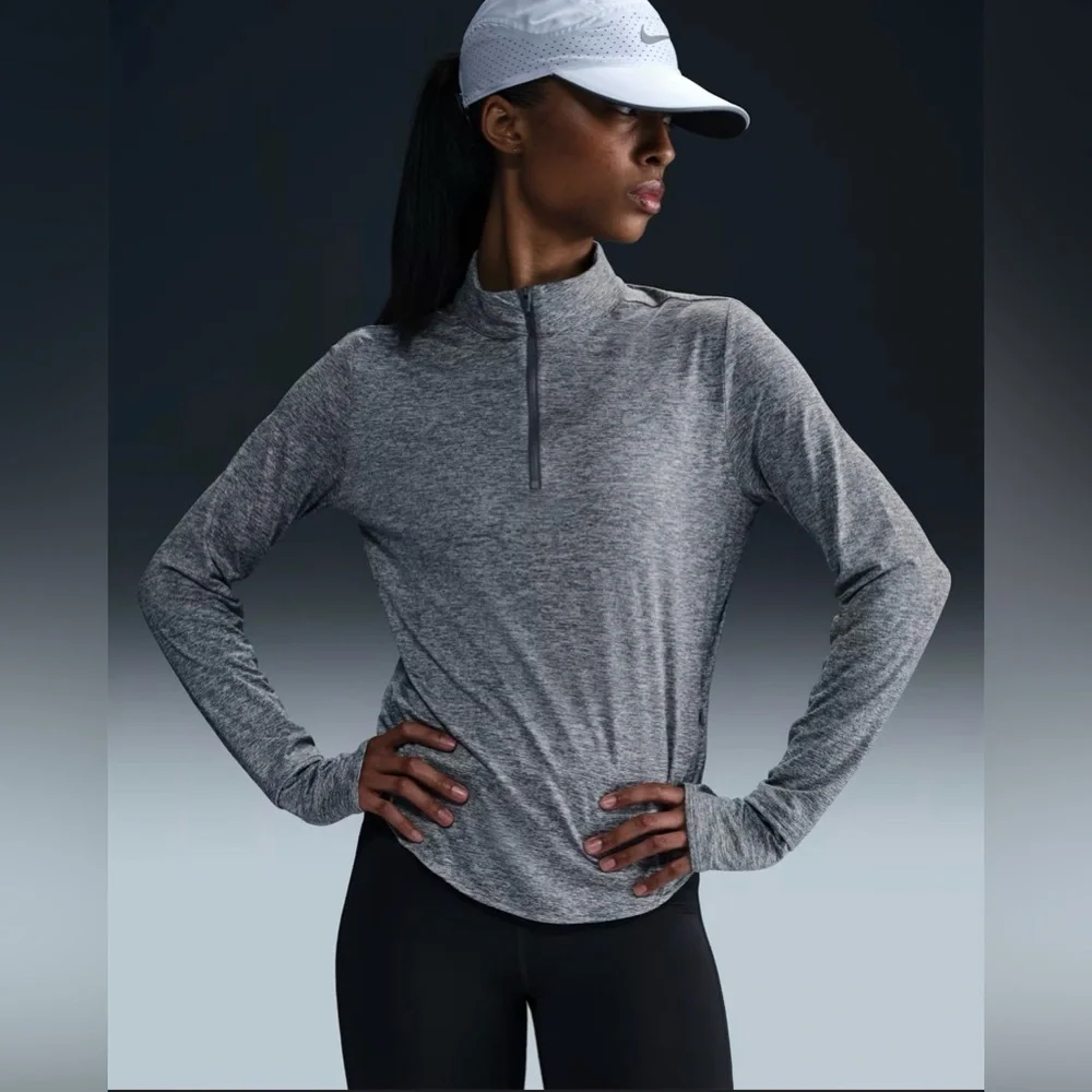 NWT Nike Women’s Large Swift Dri-FIT UV 1/4 Zip Running Top L Gray HQ0499-084